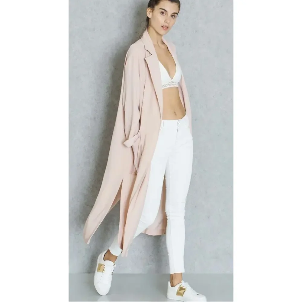 Armani Exchange Pink Collared Open Cardigan Size 14 Comfy Casual Layer Quiet Lux